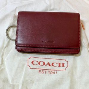 Coach Deep Red Credit Card Holder and Key Ring
